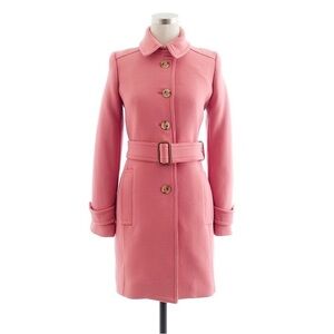 J. Crew Double Cloth Pink Wool Trench Coat with Belt, Size 4T
